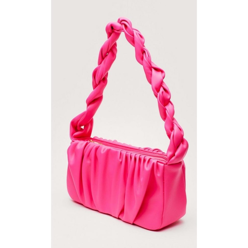Nasty Gal Faux Leather Ruched Braided Shoulder Bag